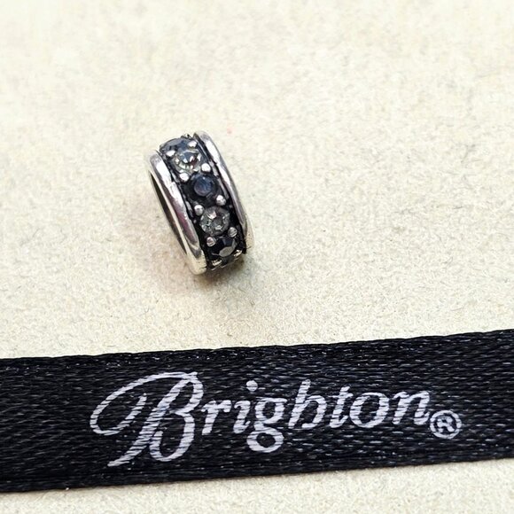 Brighton Black Hematite Crystal Voyage Narrow Spacer Bead Charm Silver-plated - Picture 1 of 4